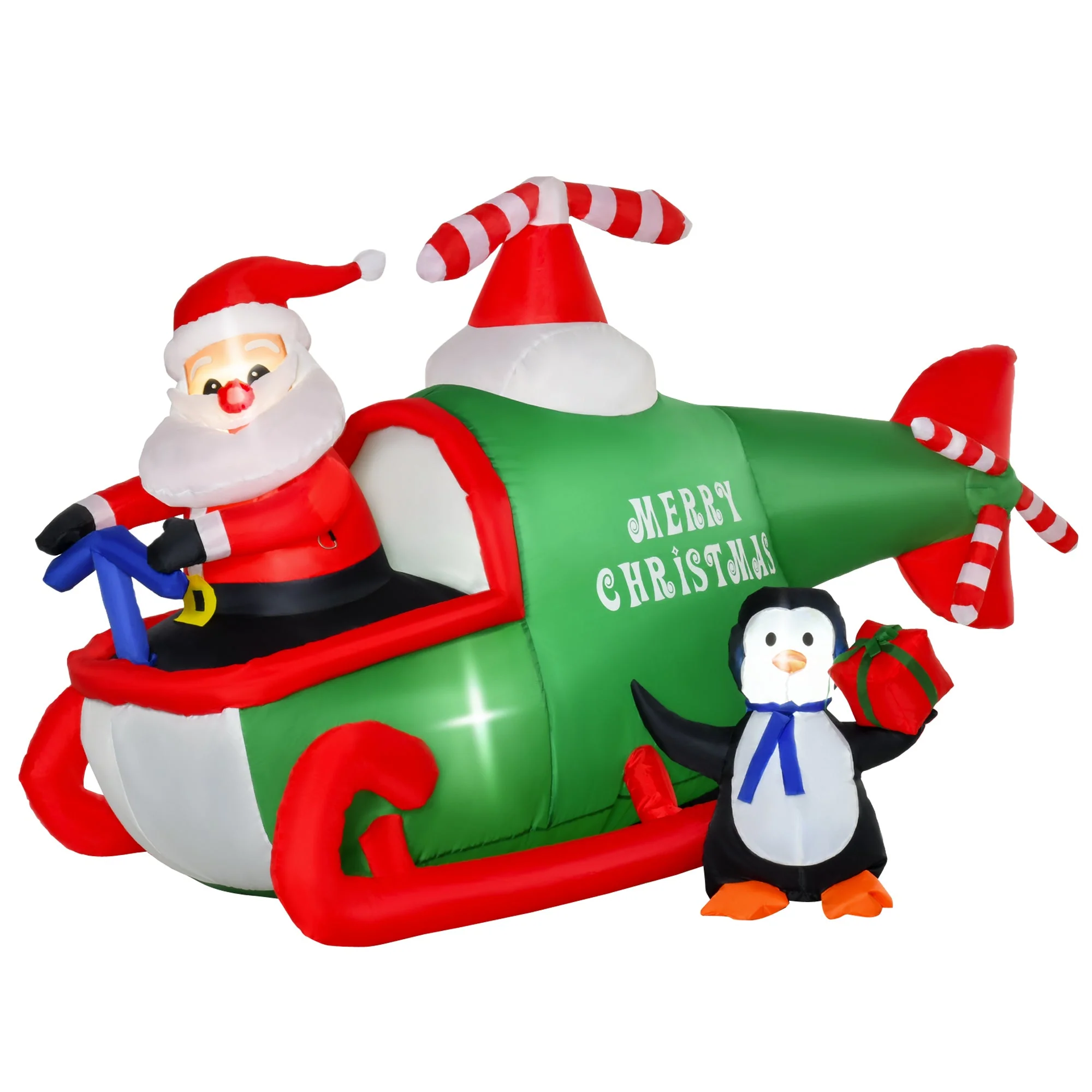 1.2m Christmas Inflatable Decoration w/ Santa Claus Penguin for Holiday Party