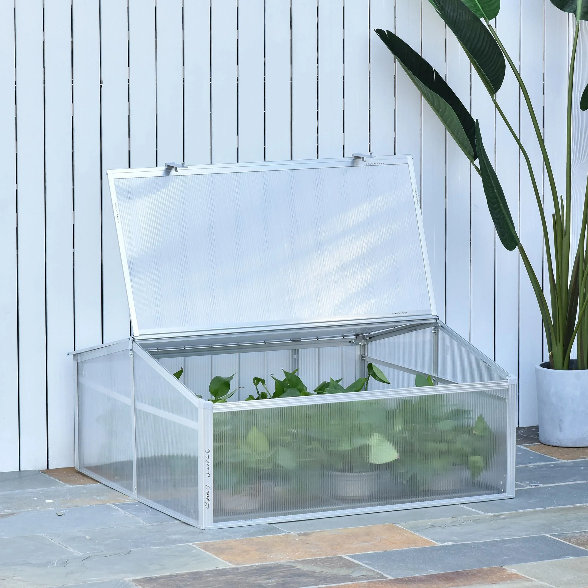 100L x 100W x 48H cm PC Board Greenhouse Adjustable Roof Grow House -Transparent - Image 2