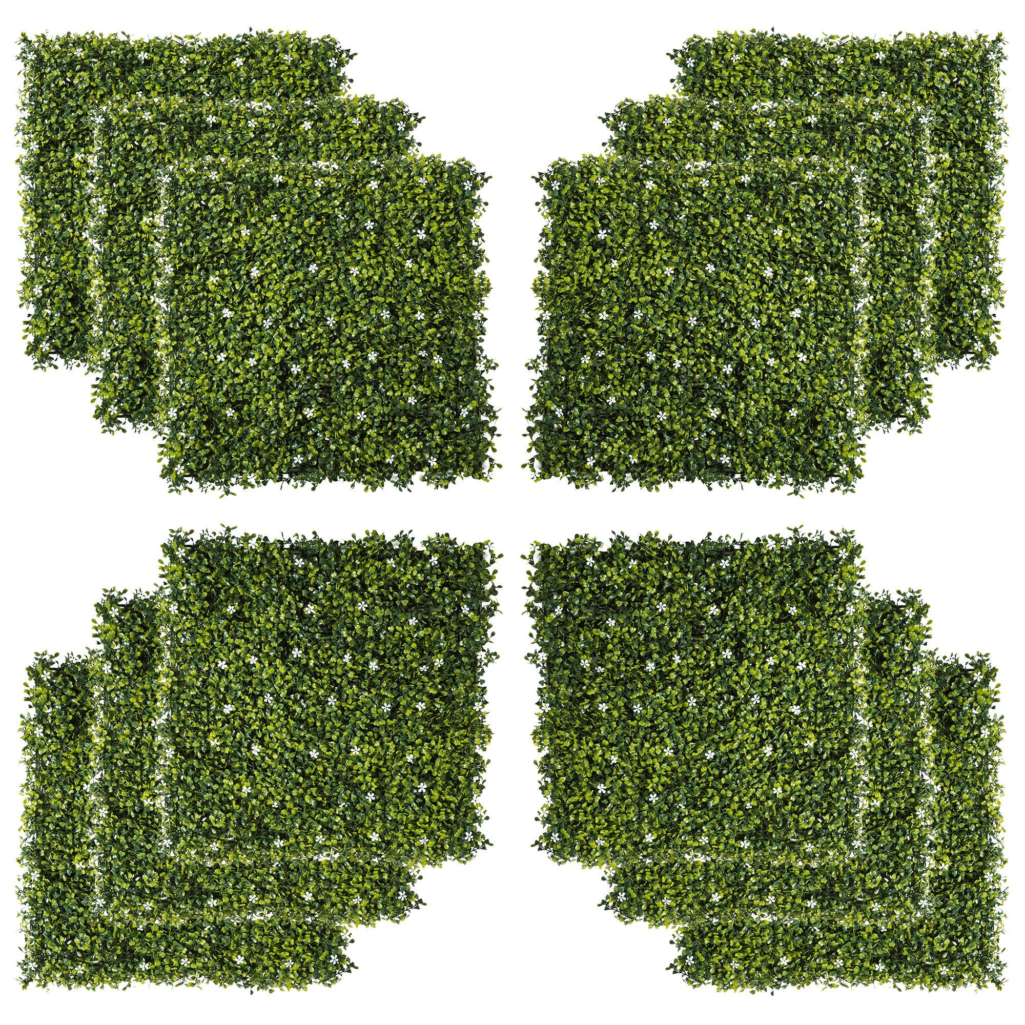 12-Piece 20" x 20" Artificial Boxwood Wall Panel Milan Grass Privacy Fence Screen