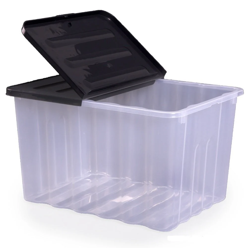 12 x Plastic Storage Boxes 110 Litres Extra Large - Clear & Black Supa Nova by Strata - Image 6