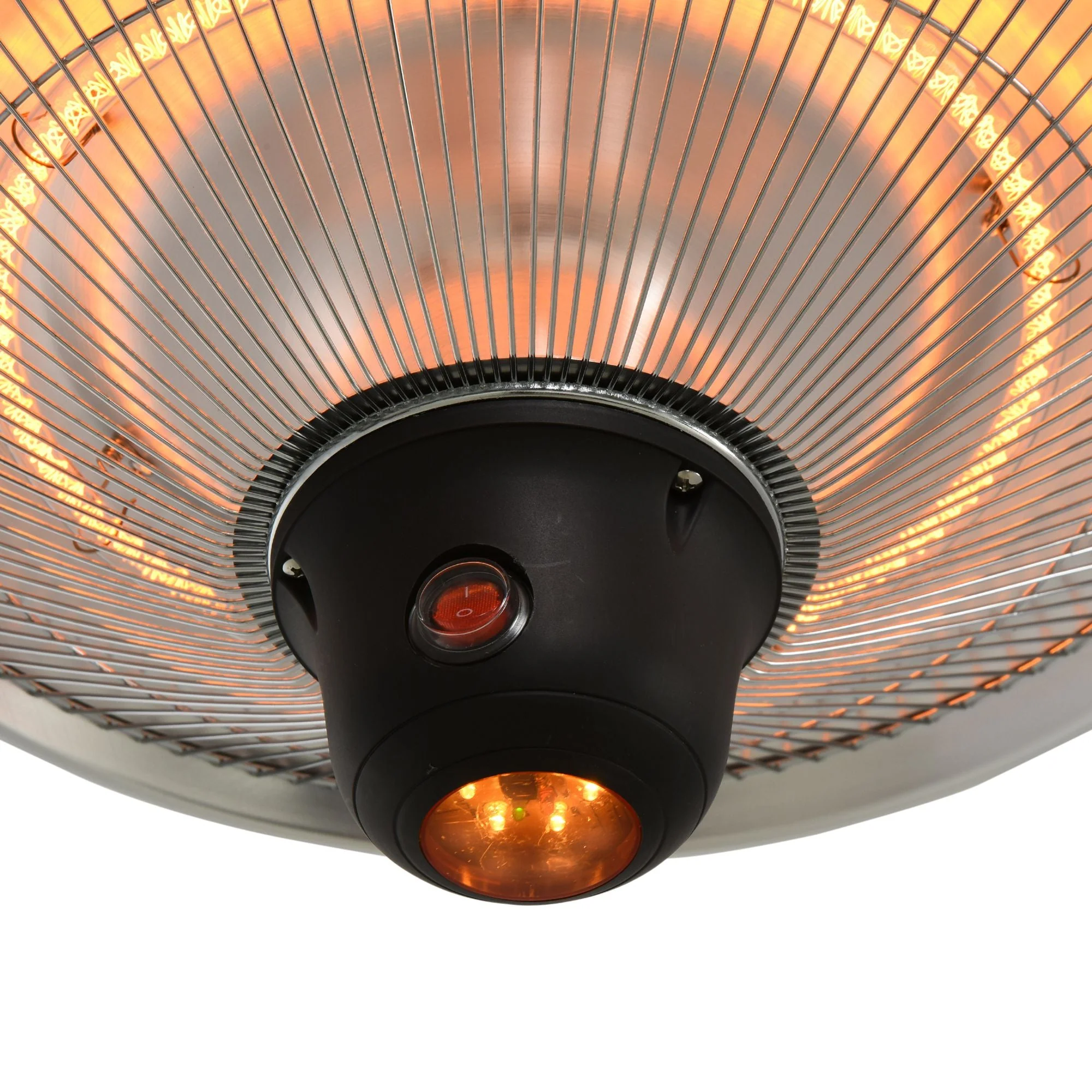 1500W Patio Heater Outdoor Ceiling Mounted Aluminium Halogen Electric Hanging Heating Light with Remote Control and 3 Heat Settings - Image 8