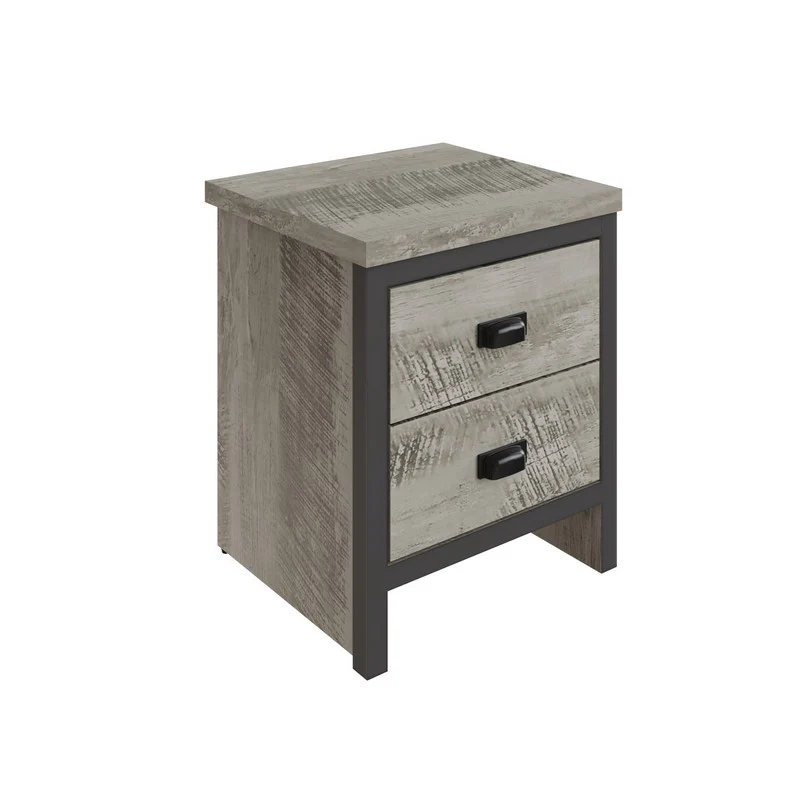 2 Boston Bedside Tables Grey 2 Drawers - Image 5
