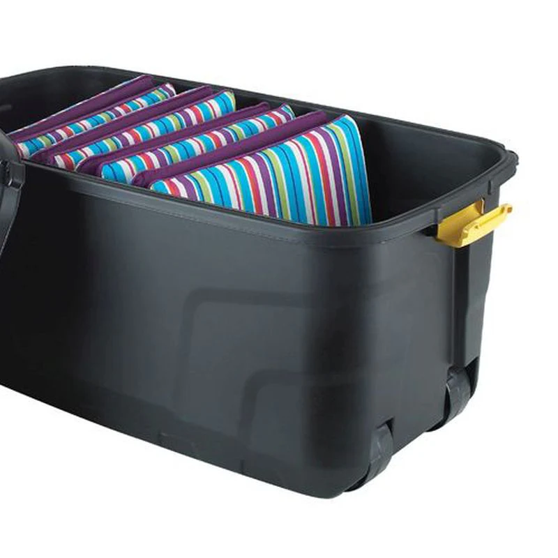 2 x Plastic Storage Box 145 Litres Extra Large - Black Heavy Duty by Strata - Image 3