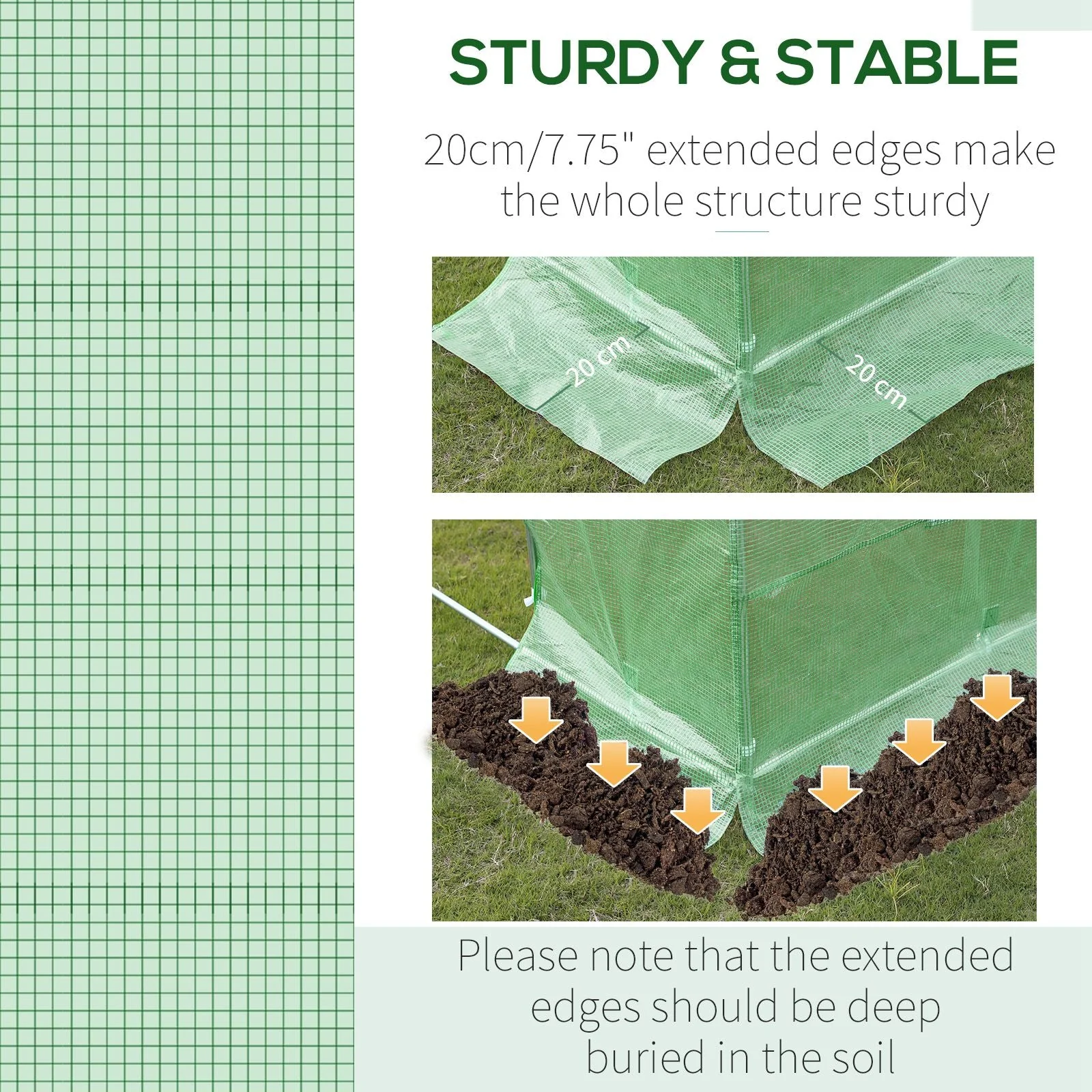 3m x 3m x 2m Greenhouse Replacement Cover ONLY Winter Garden Plant PE Cover for Tunnel Walk-in Greenhouse with Roll-up Windows Door Outdoor - Image 5