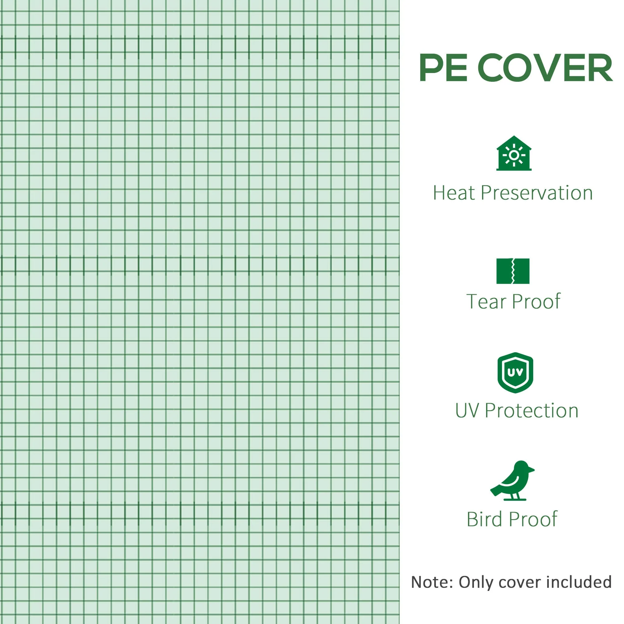 3m x 3m x 2m Greenhouse Replacement Cover ONLY Winter Garden Plant PE Cover for Tunnel Walk-in Greenhouse with Roll-up Windows Door Outdoor - Image 6