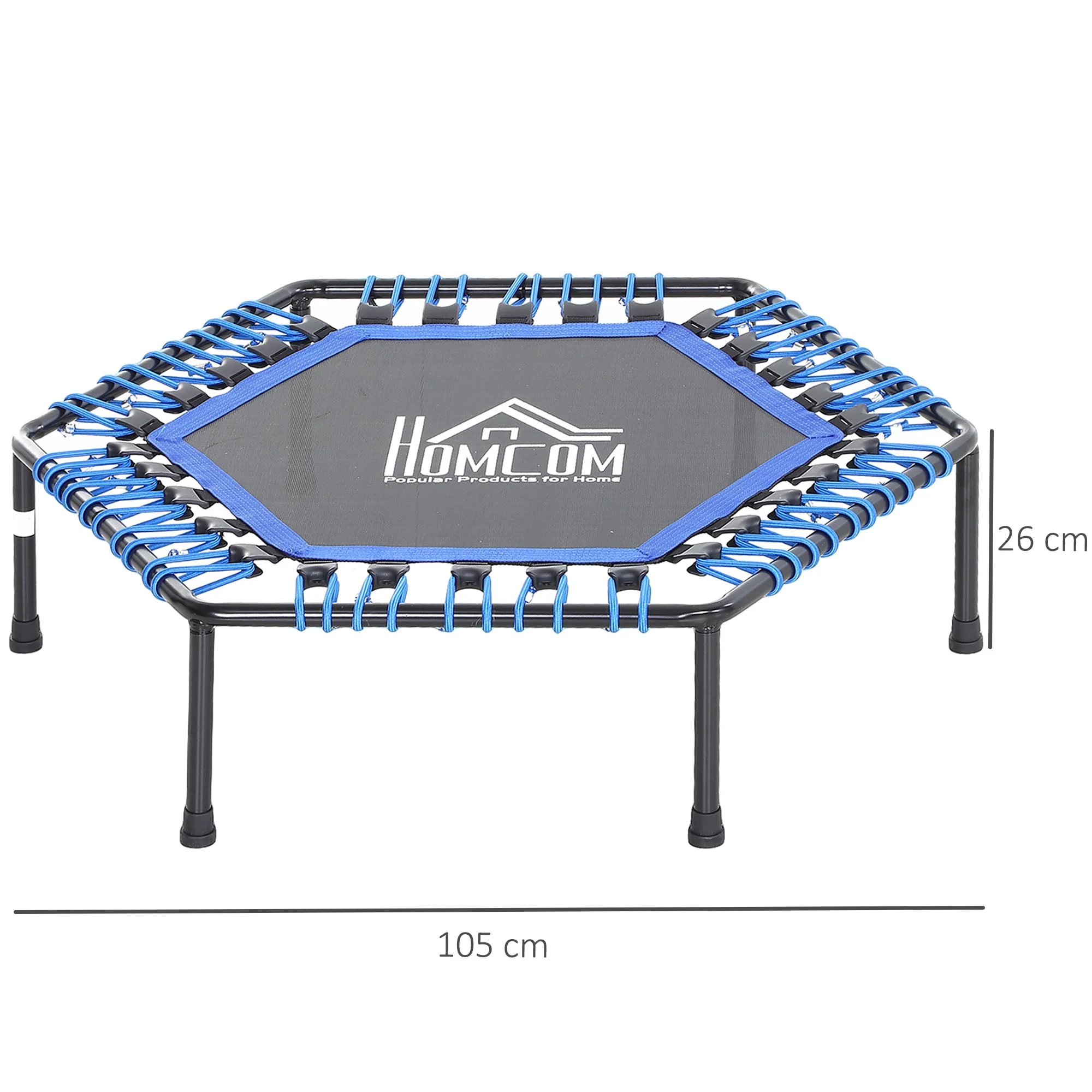 40" Mini Hexagon Steel Frame Trampoline with Anti-slip Rubber Pads Blue - Image 2