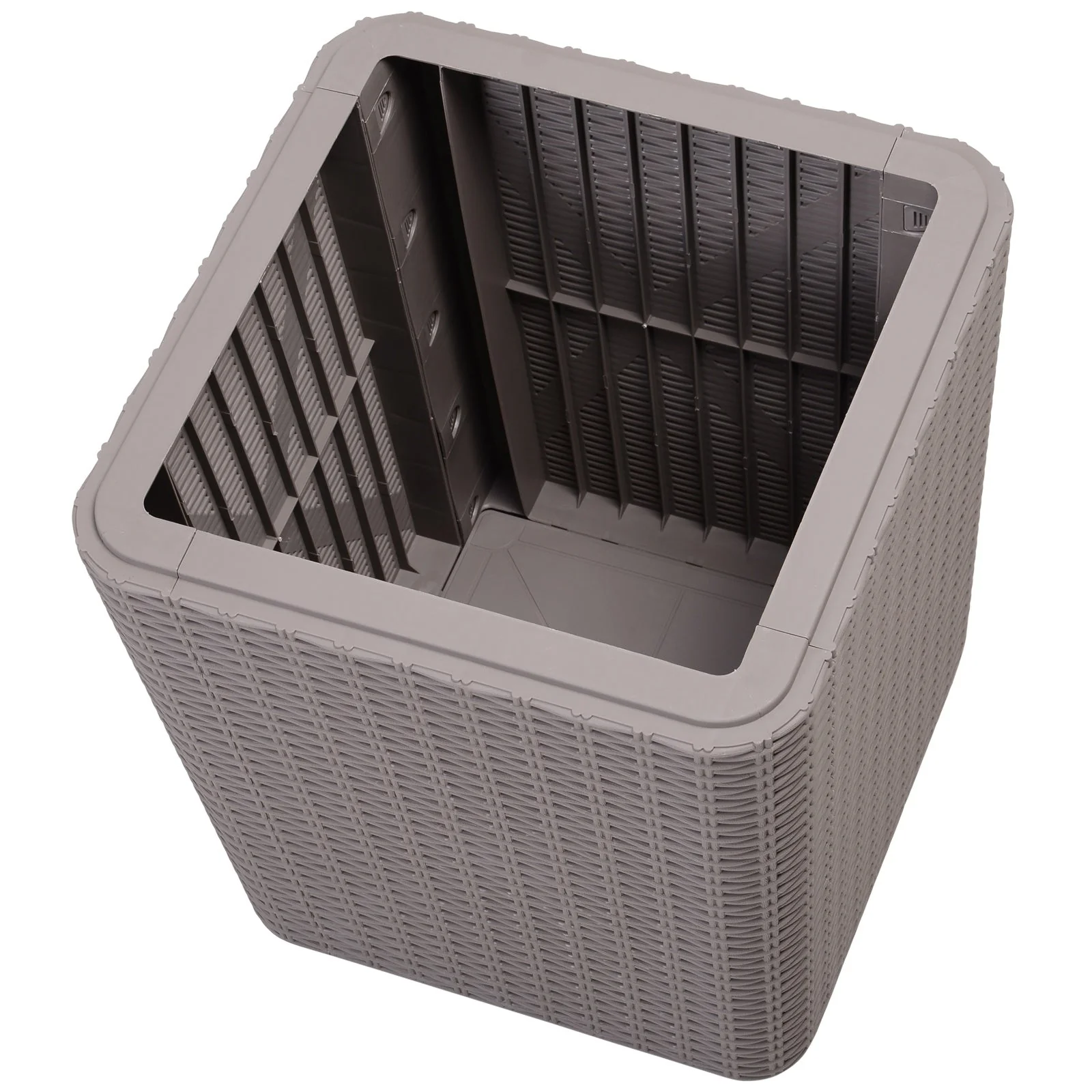 50L Outdoor Rattan-Effect Lift-Top Bar Tea Table Grey - Image 6
