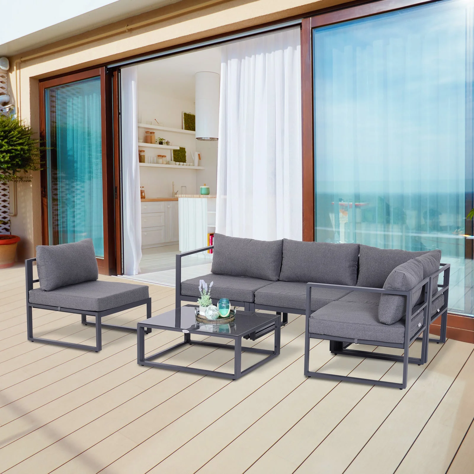 6-Piece Sectional Sofa Set Aluminium Frame