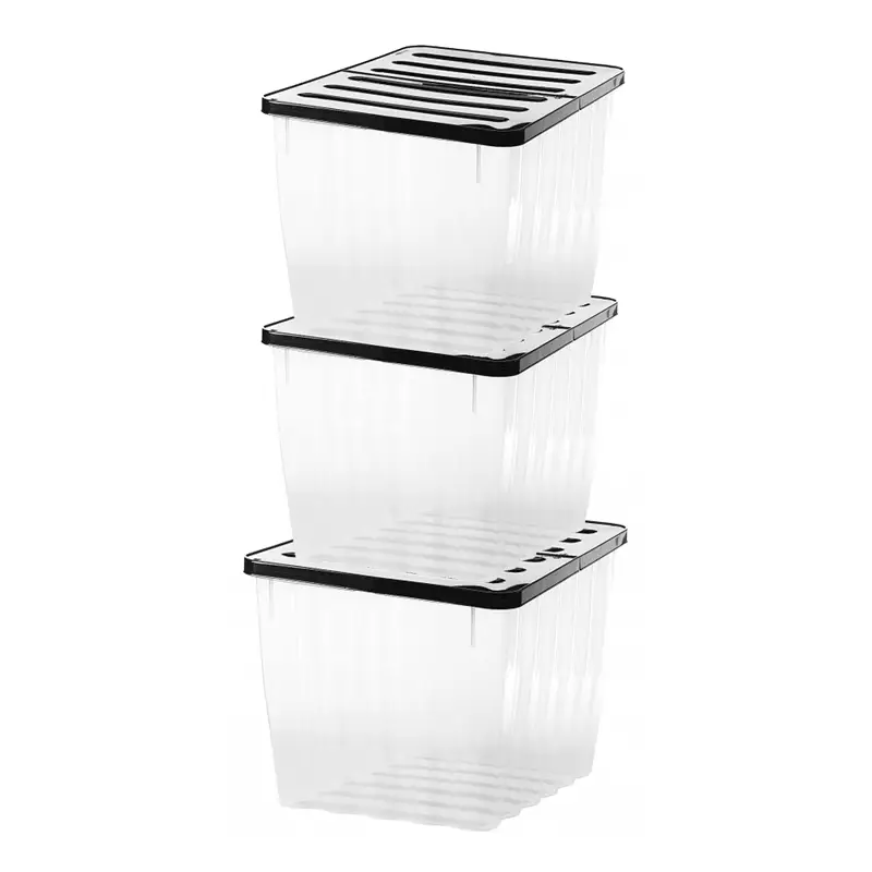 8 x Plastic Storage Boxes 110 Litres Extra Large - Clear & Black Supa Nova by Strata - Image 3