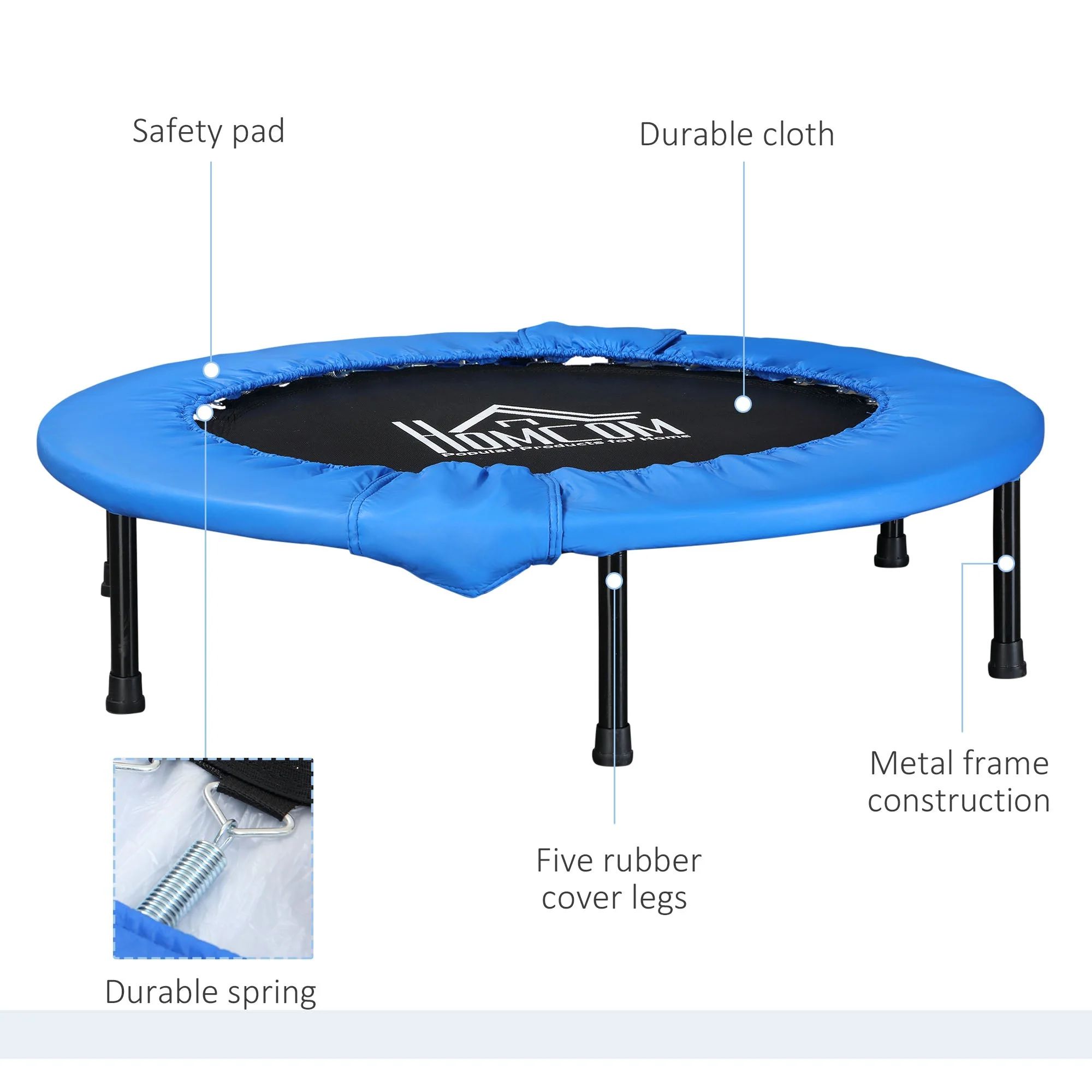 96cm Mini Fitness Trampoline Home Gym Yoga Exercise Rebounder Indoor Outdoor Jumper w/ Safety Pad - Image 3