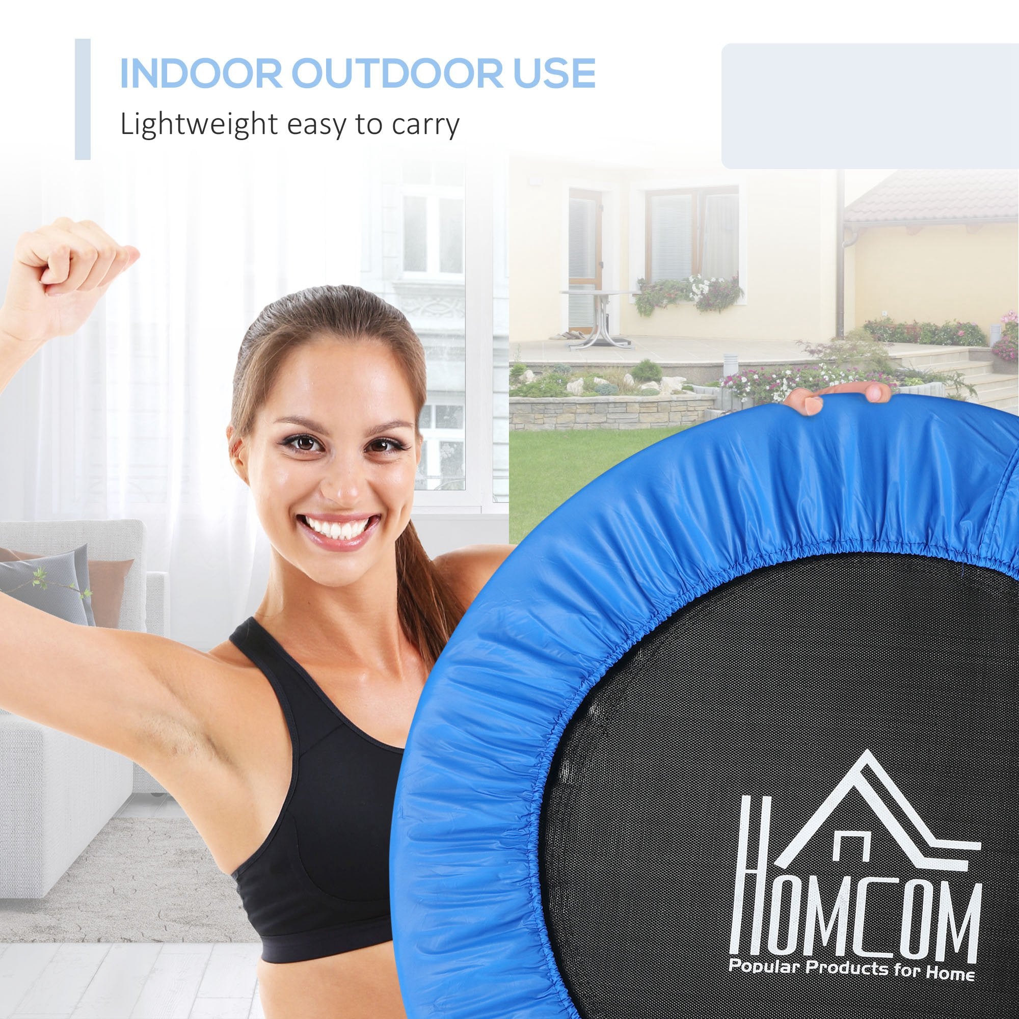 96cm Mini Fitness Trampoline Home Gym Yoga Exercise Rebounder Indoor Outdoor Jumper w/ Safety Pad - Image 5