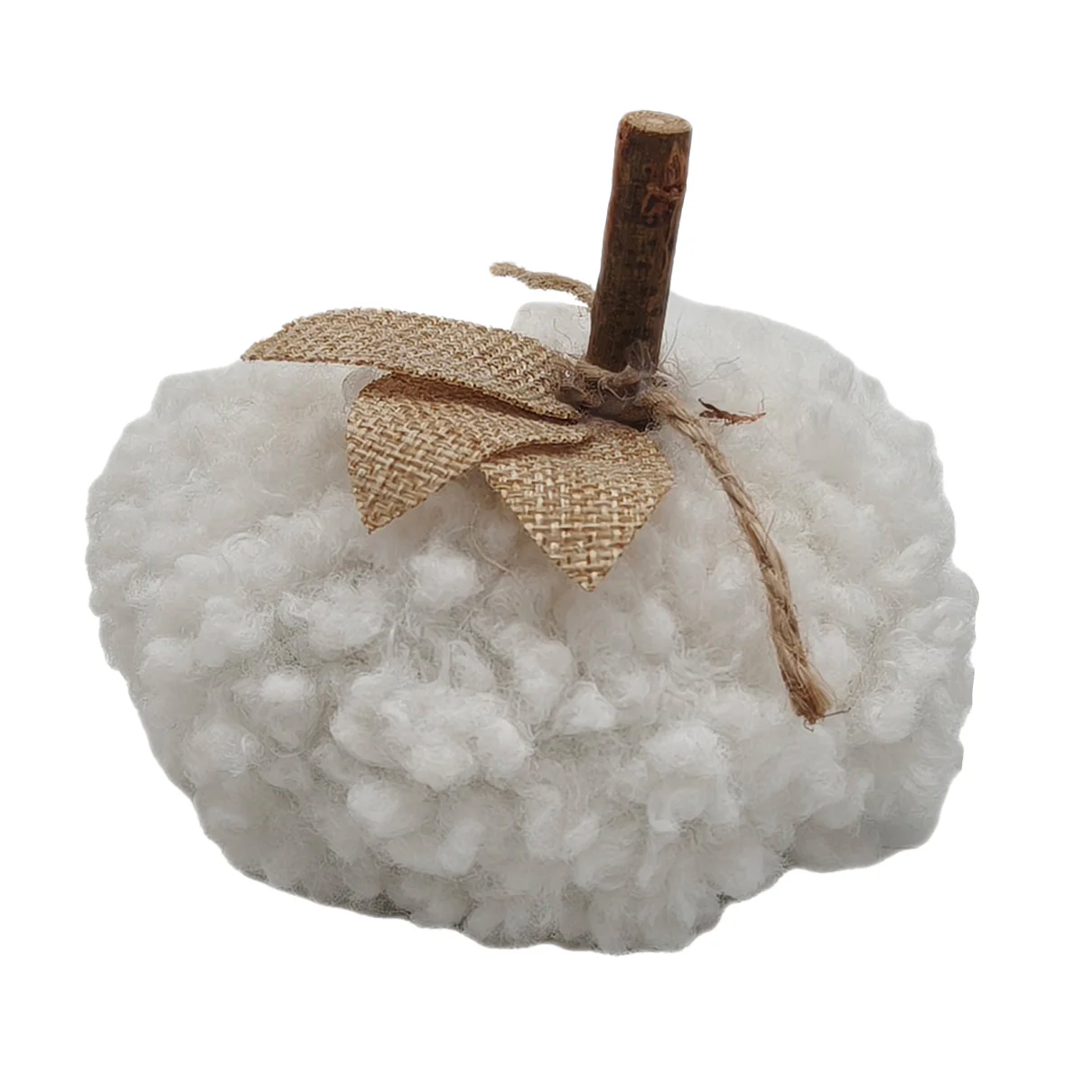 Pumpkin Halloween Decoration Brown Beige or White with Knit Pattern - 10cm - Image 2