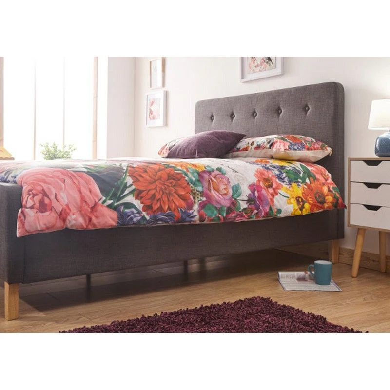 Ashbourne King Size Ottoman Bed Fabric Grey 5 x 7ft - Image 4