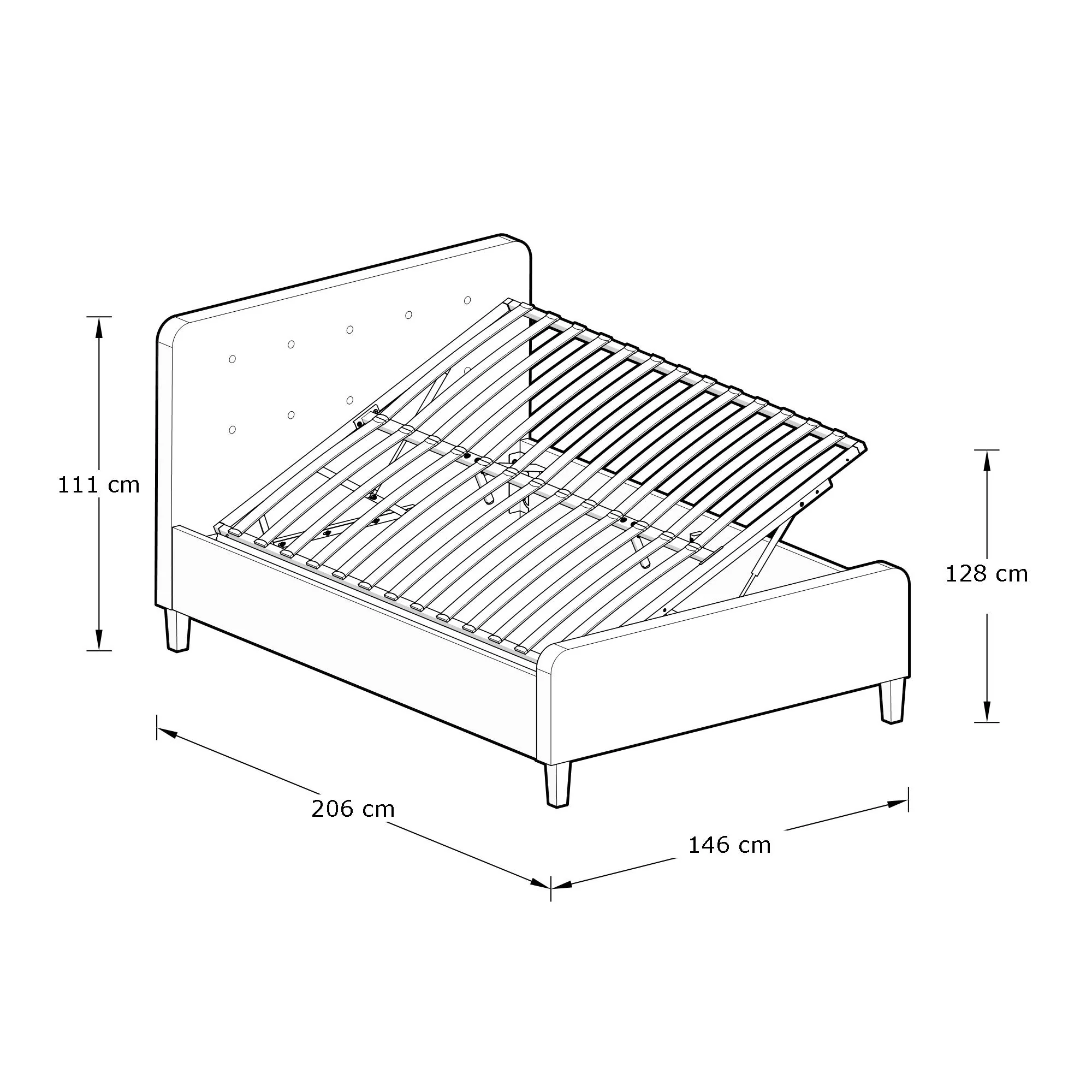 Ashbourne Double Ottoman Bed Wood & Fabric Natural 5 x 7ft - Image 6