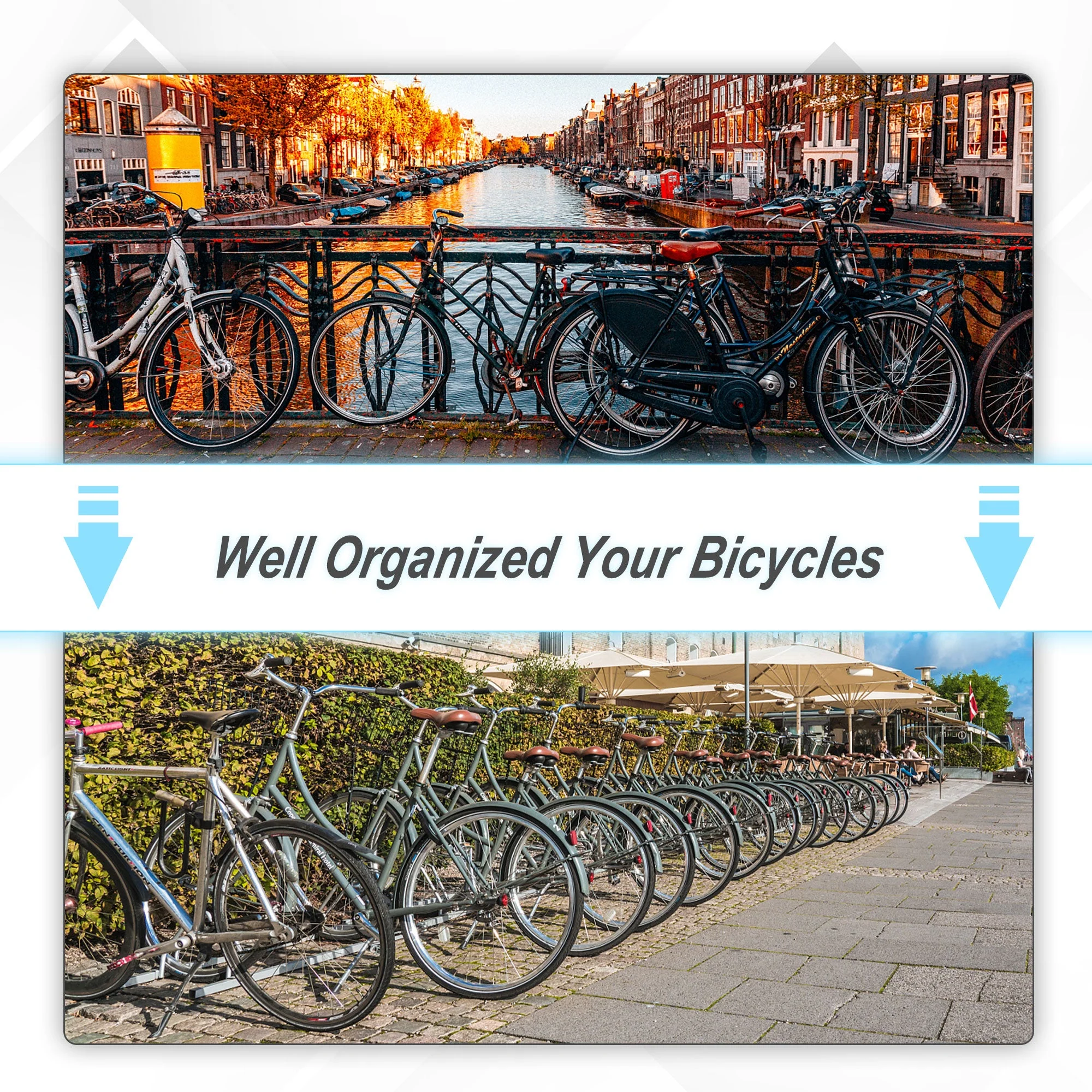 Bike Stand Parking Rack Floor or Wall Mount Bicycle Cycle Storage Locking Stand 5 Racks - Image 7
