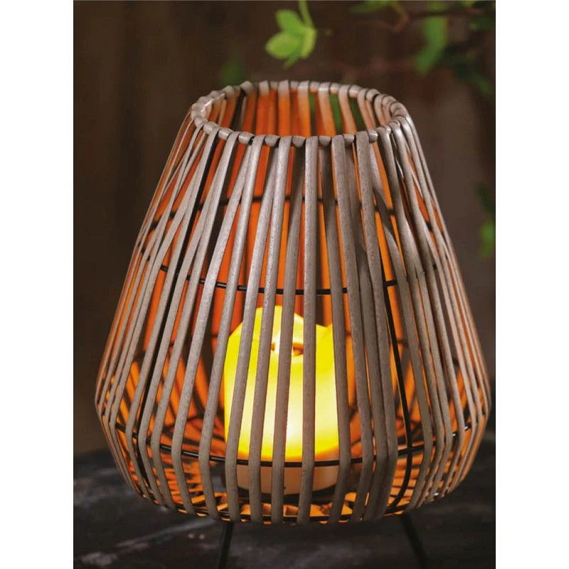 Brown Solar Garden Lantern Decoration Yellow LED - 24cm Contemporary Artisan by Bright Garden