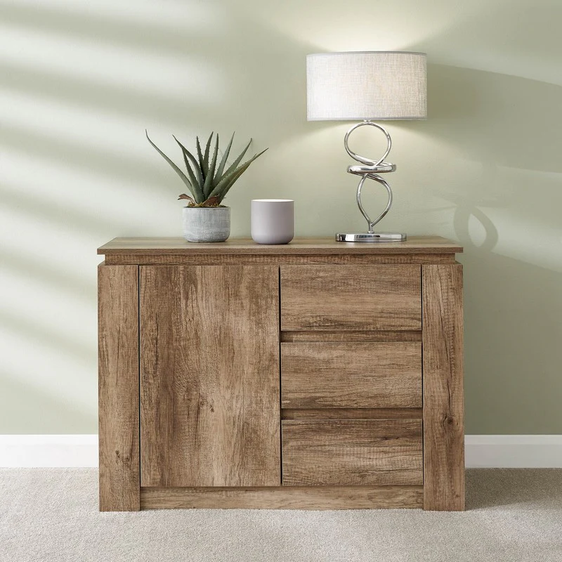Canyon Tall Sideboard Natural 1 Door 2 Shelves 3 Drawers