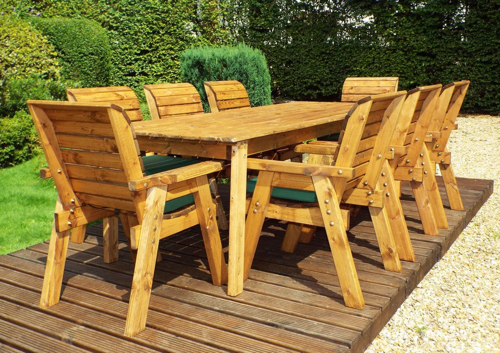 Charles Taylor 8 Seat Rectangular Table Chairs Scandinavian Redwood Garden Furniture - Image 19