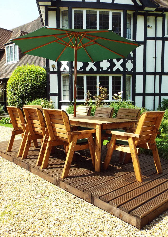 Charles Taylor 8 Seat Rectangular Table Chairs Scandinavian Redwood Garden Furniture - Image 22