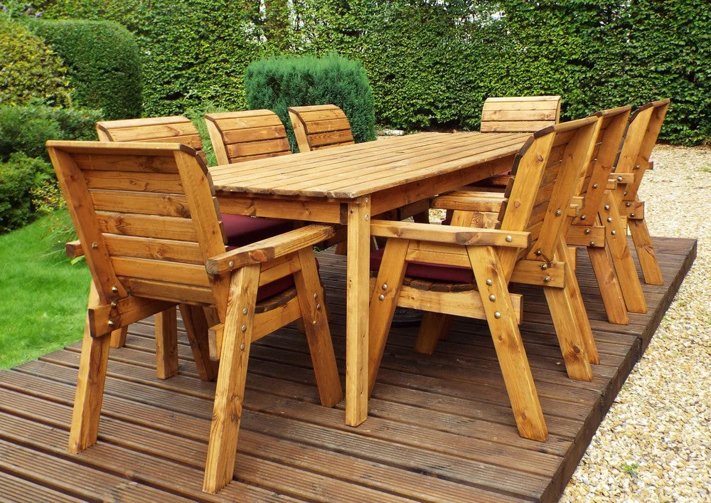 Charles Taylor 8 Seat Rectangular Table Chairs Scandinavian Redwood Garden Furniture - Image 5