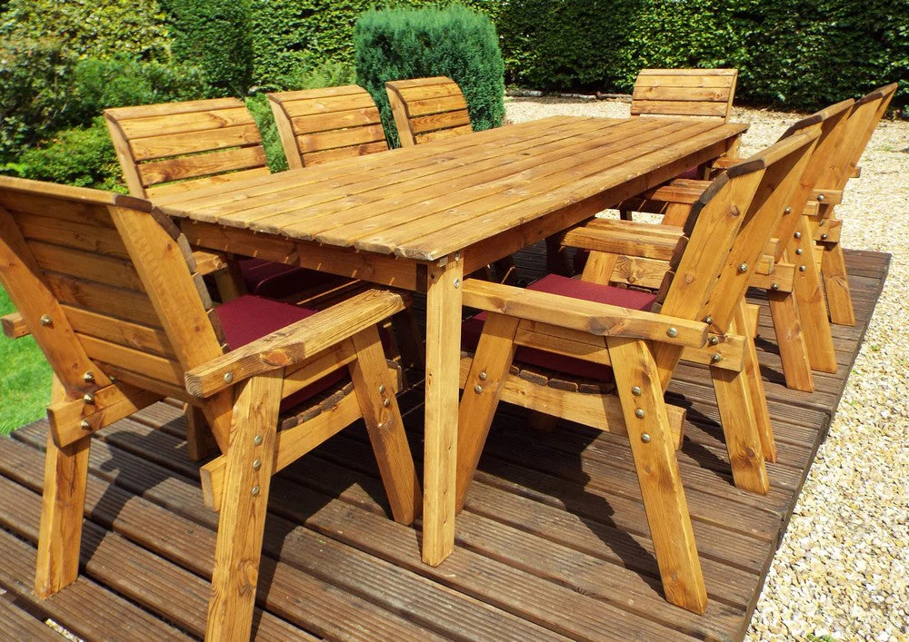 Charles Taylor 8 Seat Rectangular Table Chairs Scandinavian Redwood Garden Furniture - Image 9