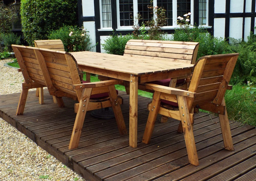 Charles Taylor 8 Seat Rectangular Table Combi Scandinavian Redwood Garden Furniture - Image 10