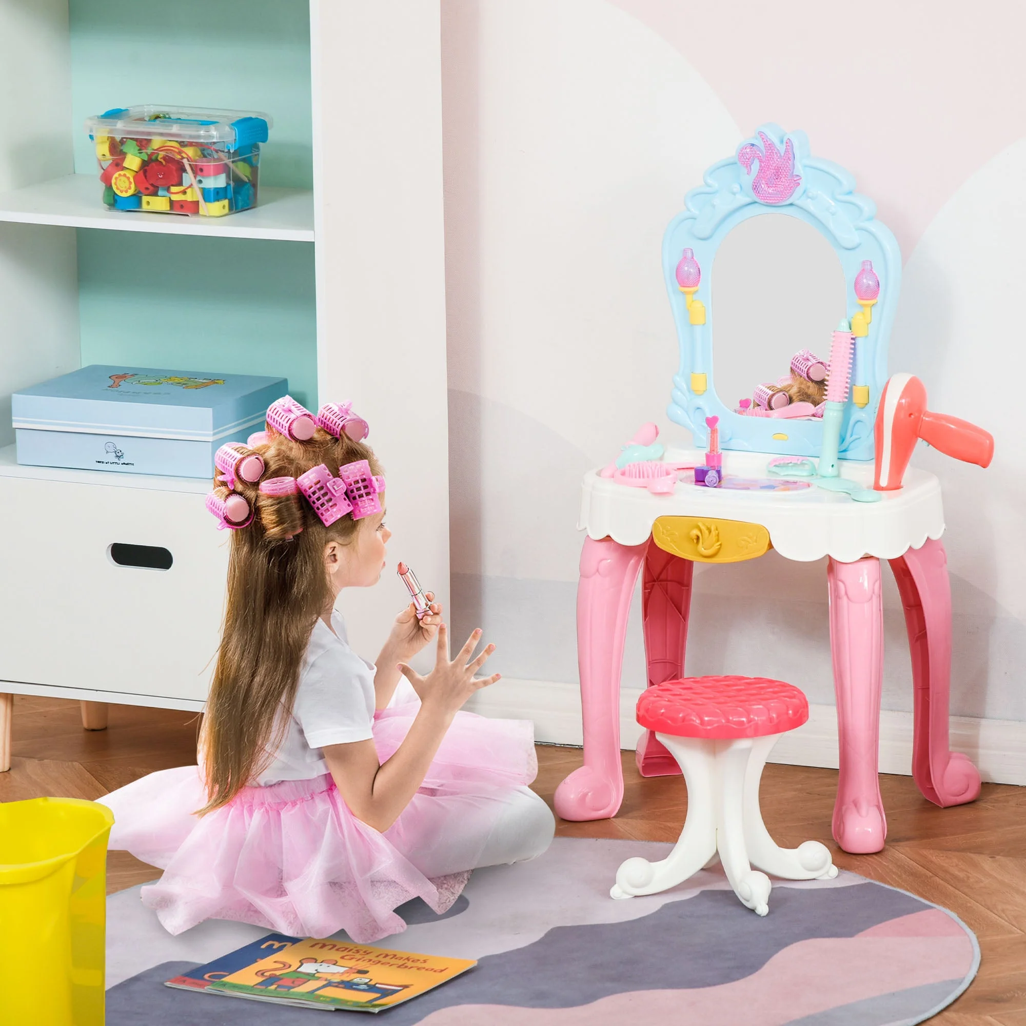 Children's 20 Pcs Beauty Dressing Table & Stool - Image 2