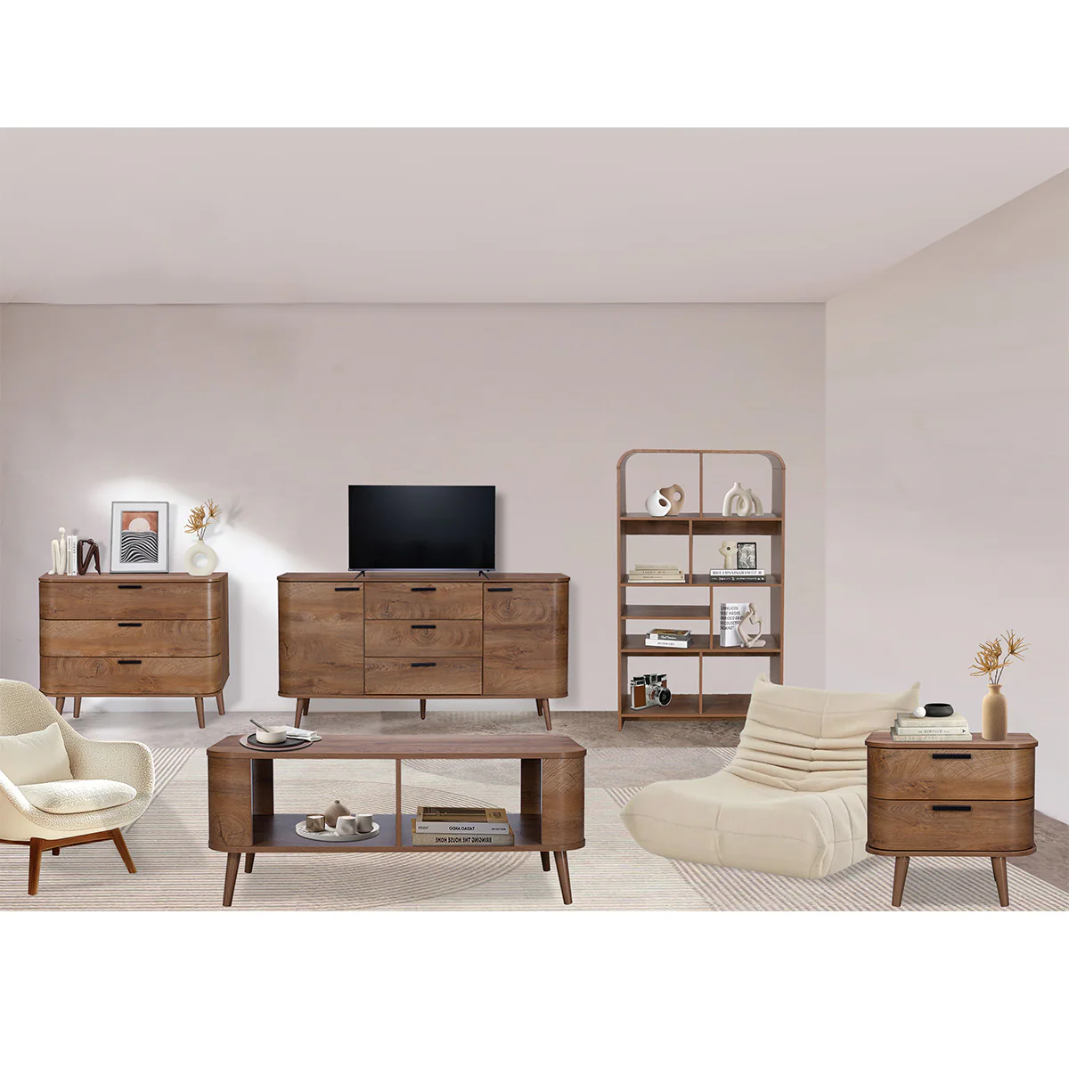 Copenhagen TV Unit Dark Brown 2 Shelves 2 Doors - Image 4
