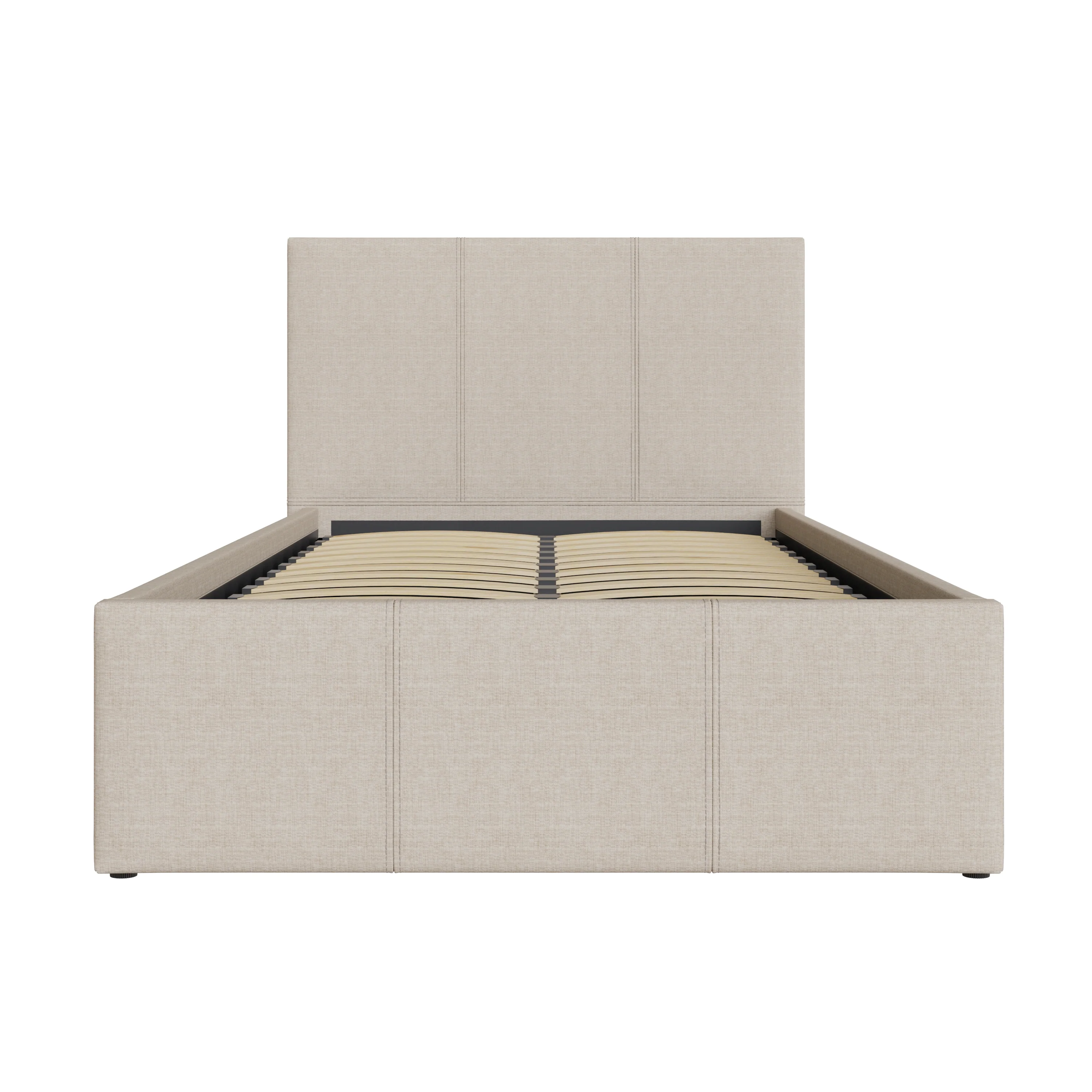 End Lift Small Double Ottoman Bed Metal & Wood Natural 3 x 7ft - Image 4