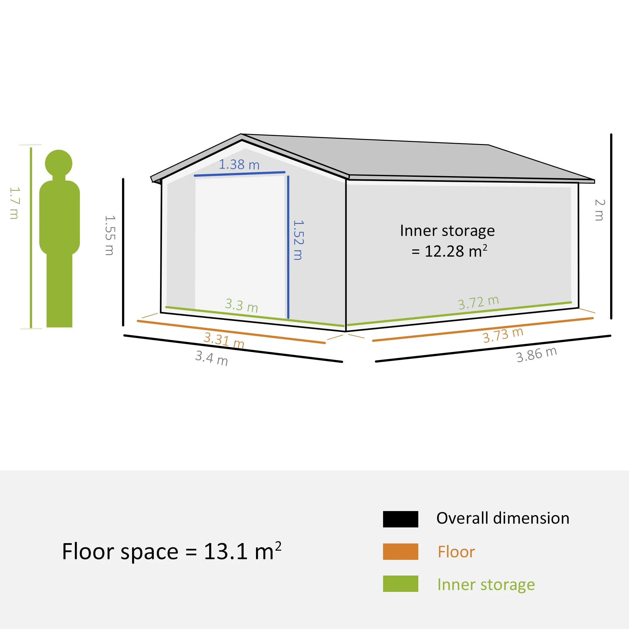 Galvanised 13 x 11' Sliding Double Door Apex Garden Shed With Ventilation Steel Light Brown by Steadfast - Image 3