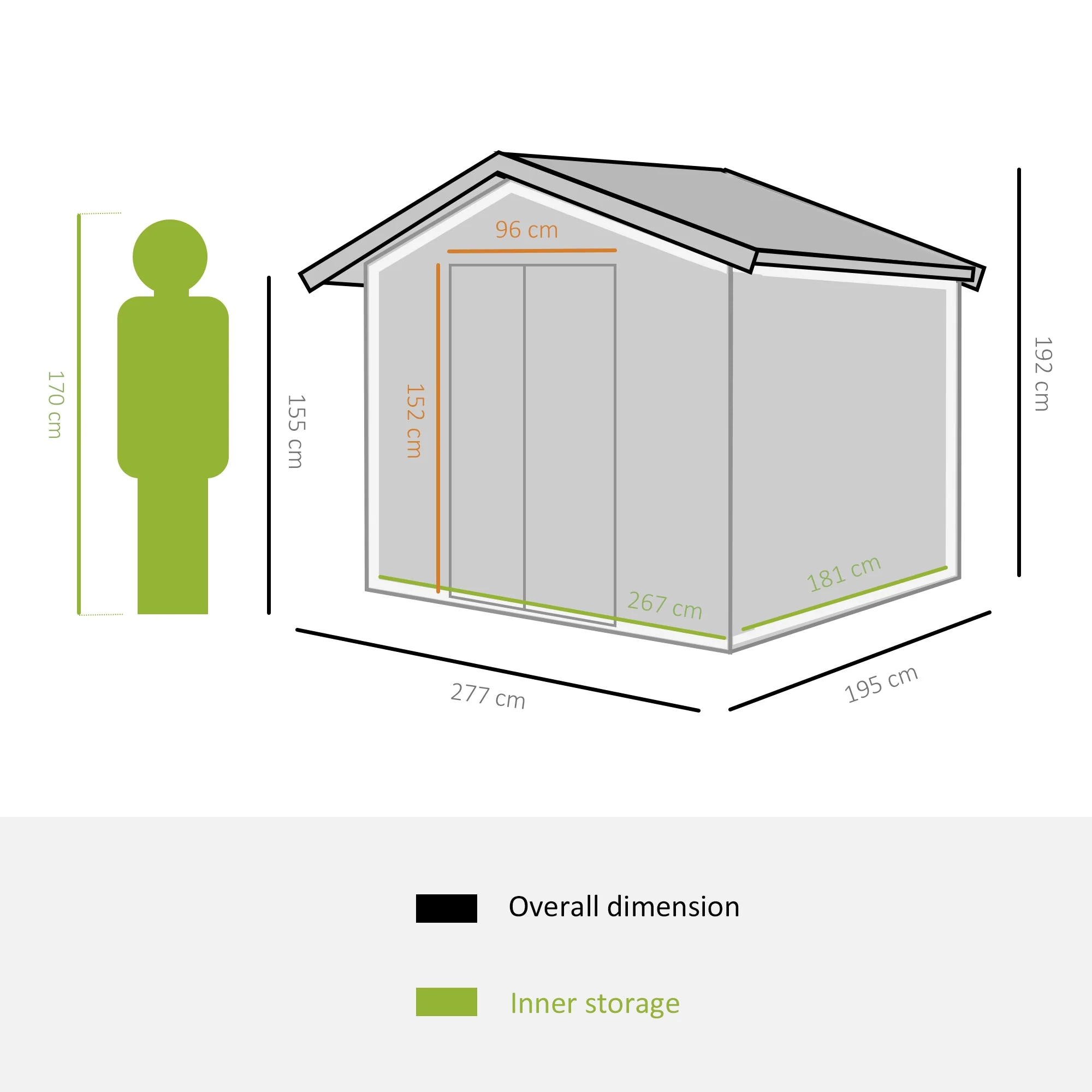 Galvanised 9 x 6' Double Door Apex Garden Shed With Ventilation Steel Dark Grey by Steadfast - Image 3
