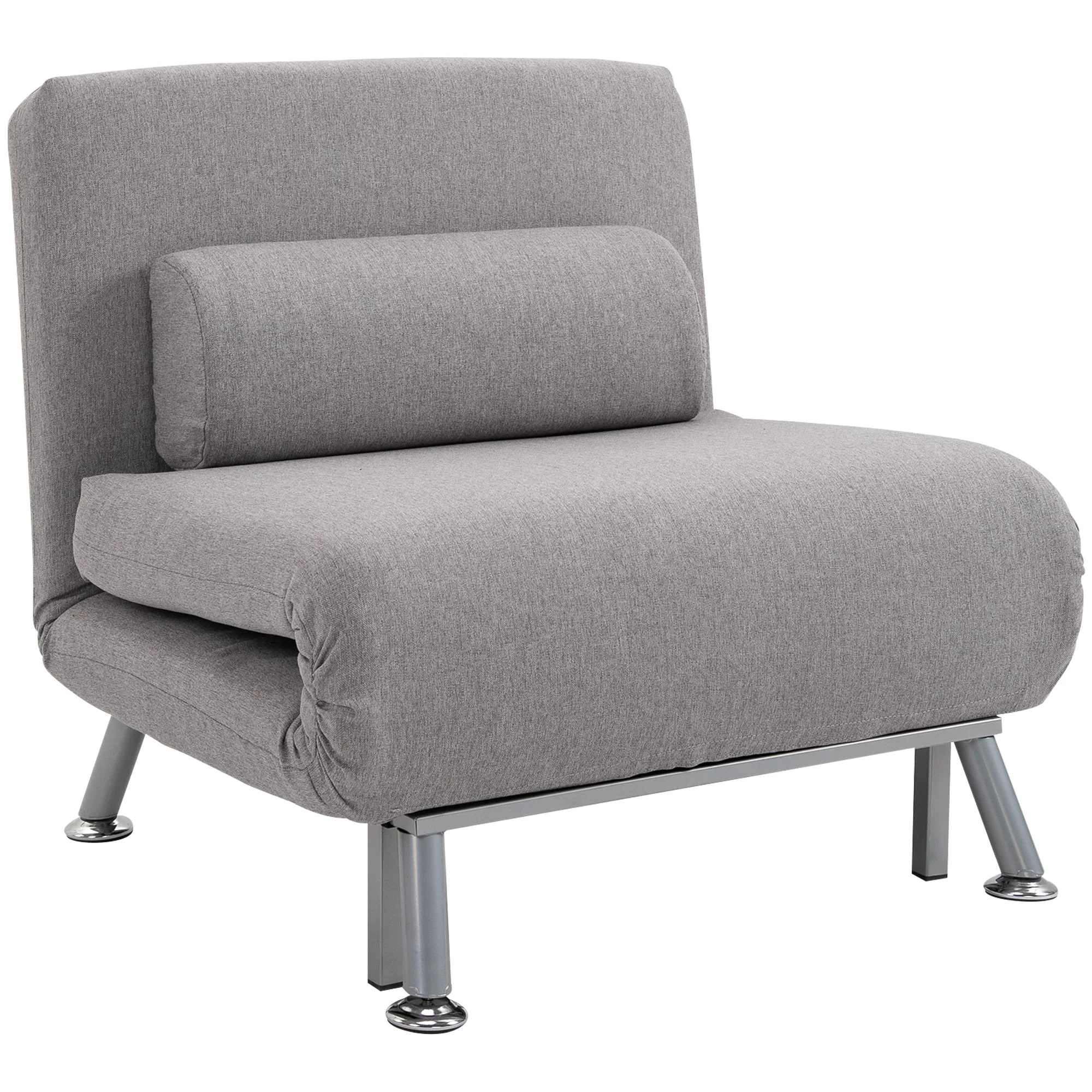 Homcom Adjustable Back Futon Sofa Chair - Grey - Image 2