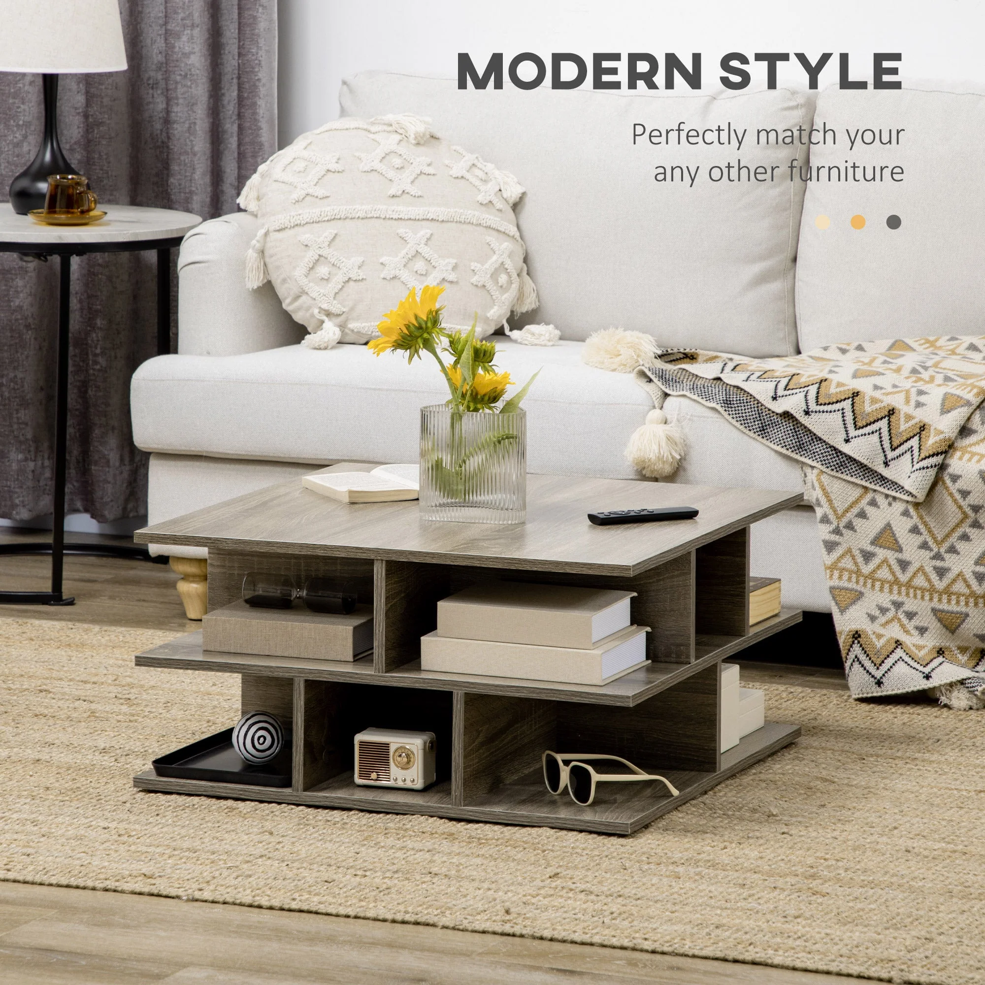 Homcom Square Coffee Tables For Living Room - Image 4