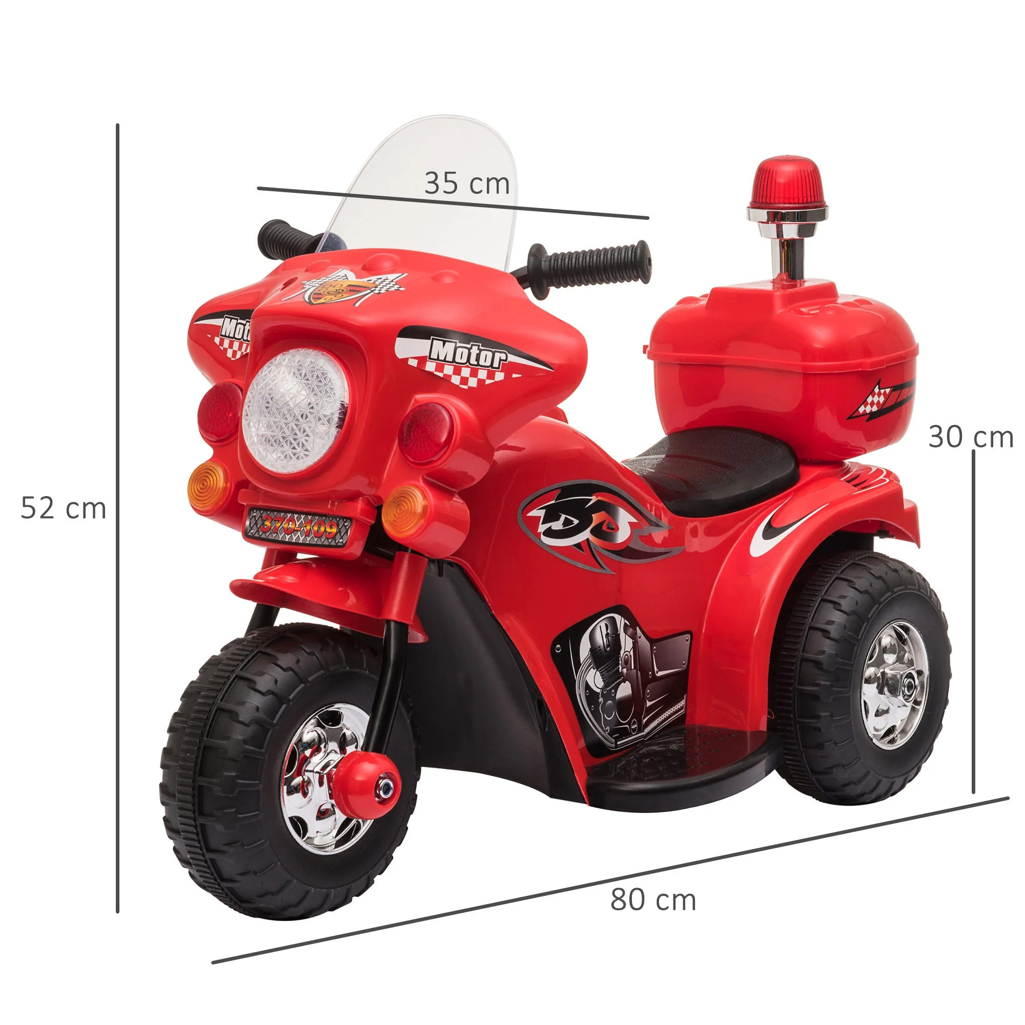Kids 6V Electric Ride On Motorcycle 3 Wheel Vehicle Lights Music Horn Storage Box Red - Image 2