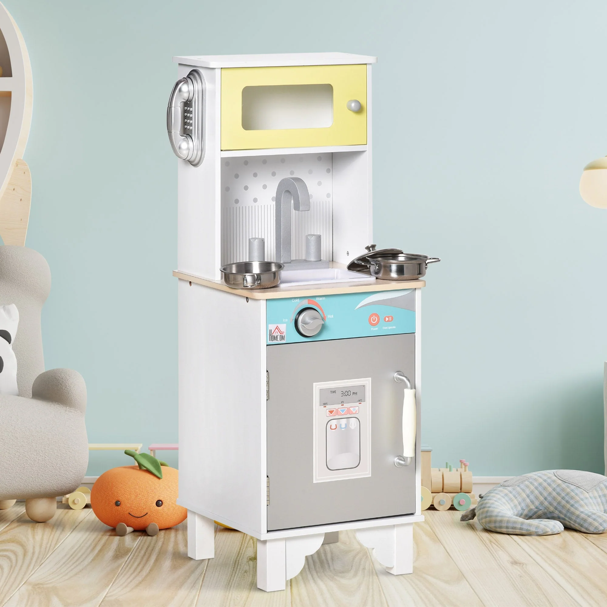 Kids Wooden Toy Kitchen Pretend Role Playset Play Cooking Set - Image 2