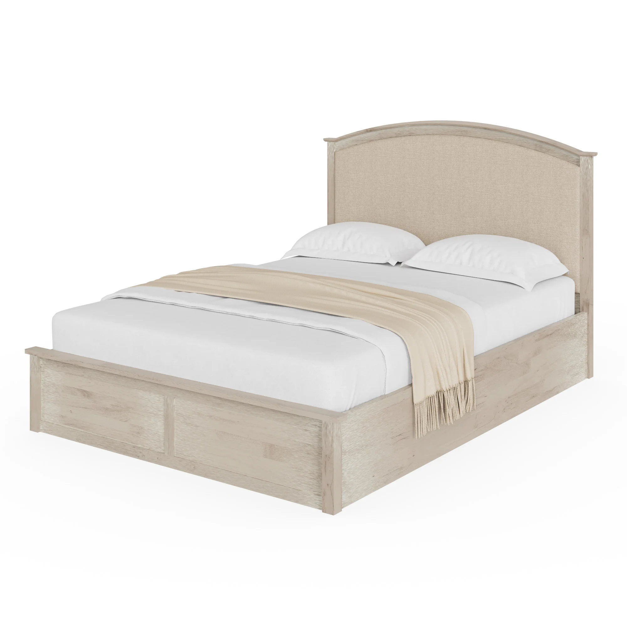 Madrid King Size Ottoman Bed Wood & Fabric Light Oak 5 x 7ft