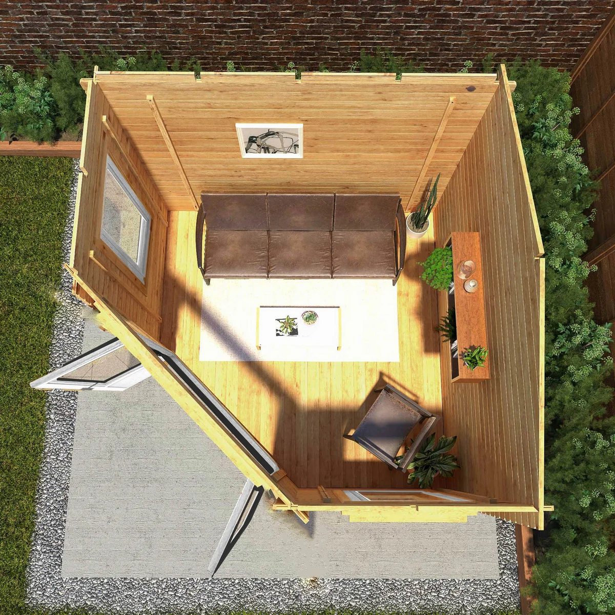 Mercia Corner 10' 4" x 10' 2" Hip Log Cabin - Premium 44mm Cladding Loglap - Grey UPVC - Image 4