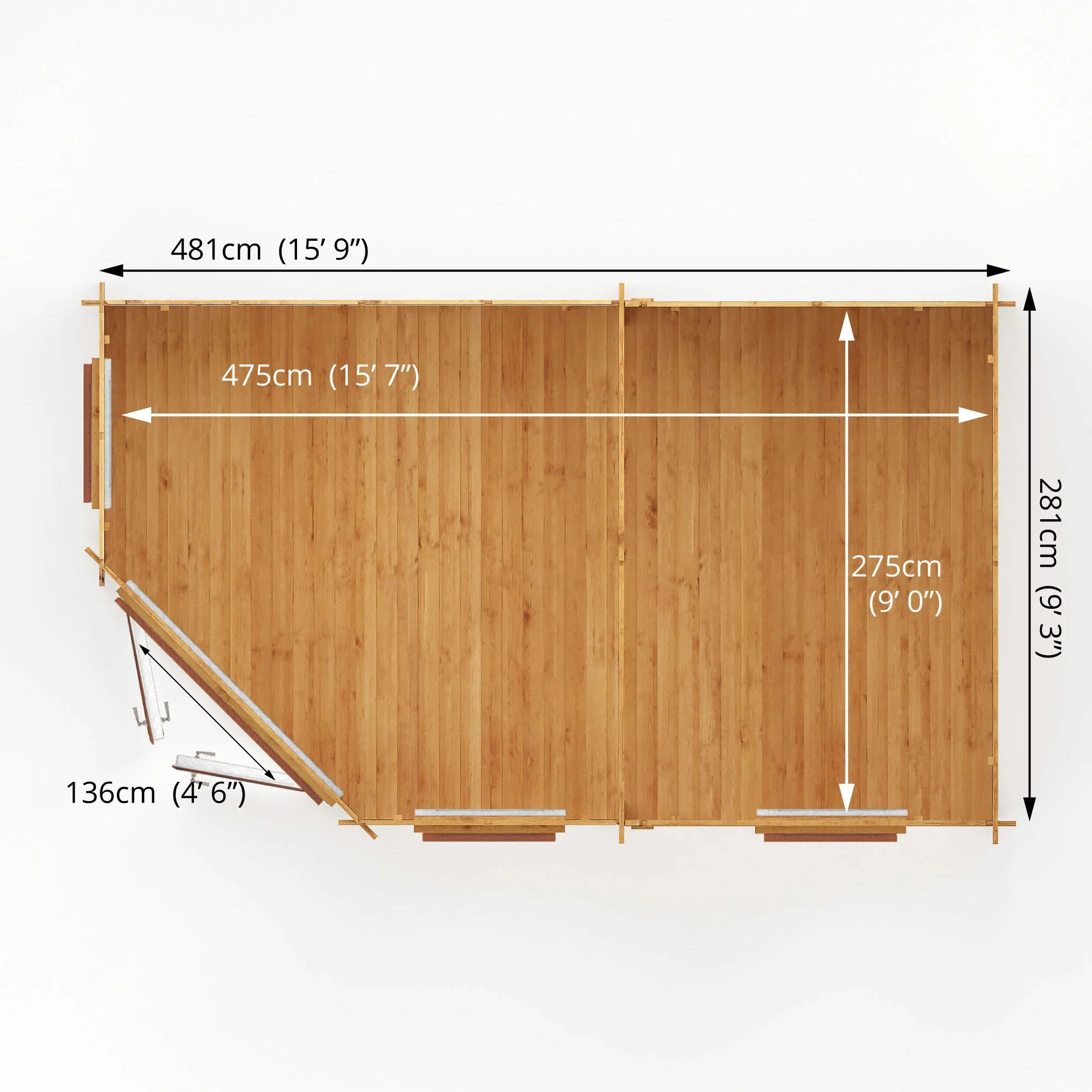 Mercia Corner 10' 4" x 16' 8" Hip Log Cabin - Premium 44mm Cladding Loglap - Brown UPVC - Image 9