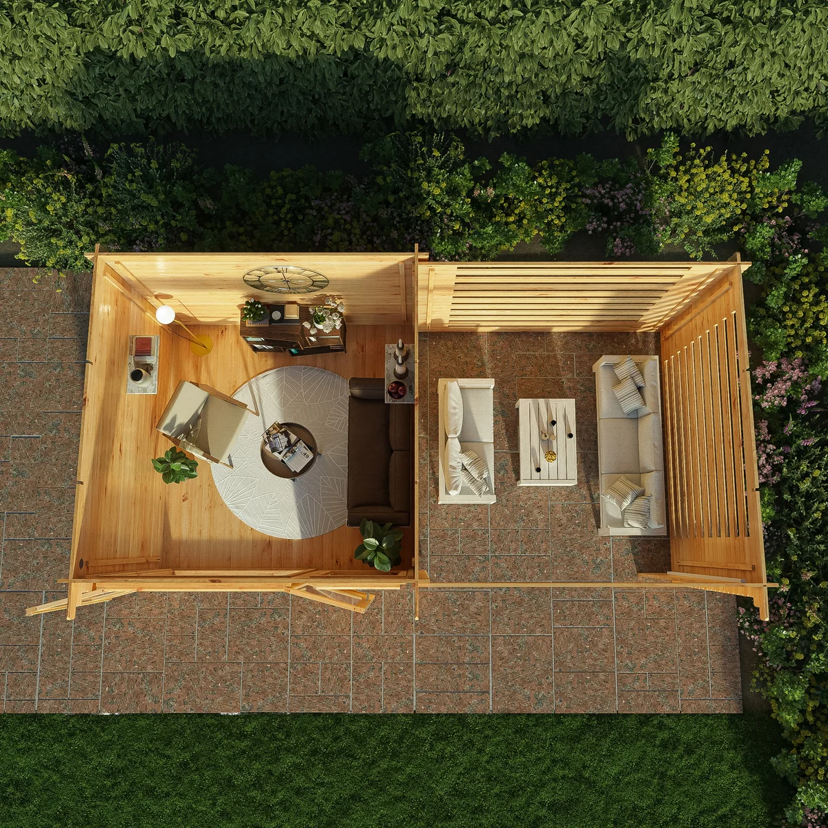 Mercia Elite 10' 11" x 19' 4" Pent Log Cabin Slatted - Premium 28mm Cladding Loglap