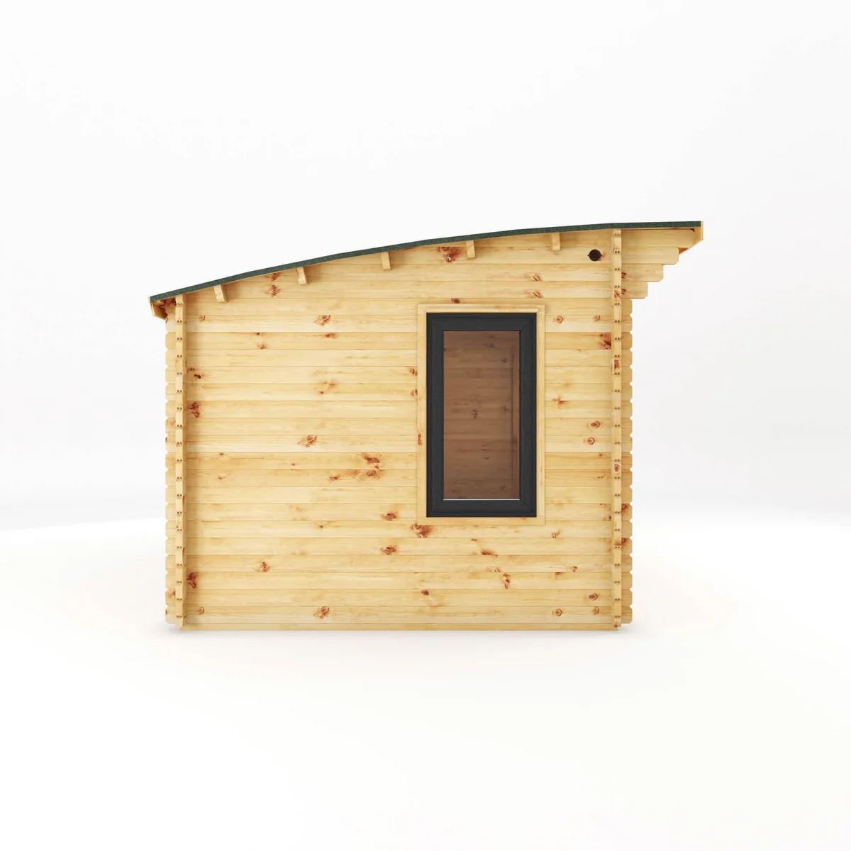 Mercia Helios 11' 5" x 13' 4" Curved Log Cabin - Premium 44mm Cladding Loglap - Grey UPVC - Image 5