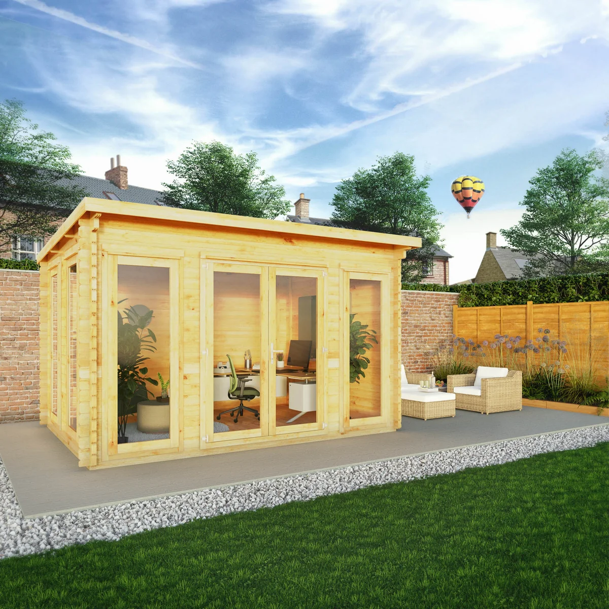 Mercia Studio 10' 11" x 13' 2" Pent Log Cabin - Premium 28mm Cladding Loglap - Image 3