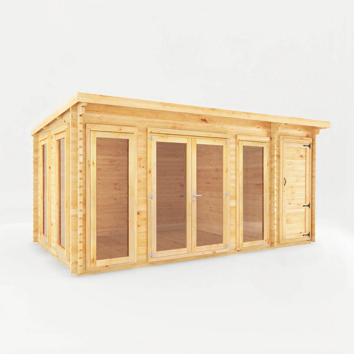 Mercia Studio 10' 11" x 16' 10" Pent Cabin with Shed - Premium 28mm Cladding Loglap - Image 6