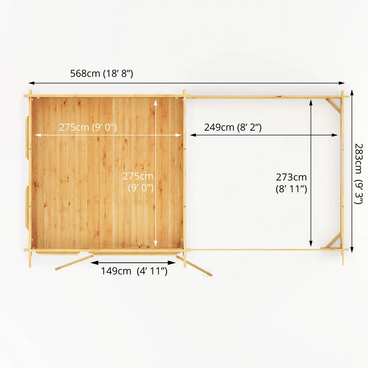 Mercia Studio 10' 11" x 19' 4" Pent Log Cabin - Premium 34mm Cladding Loglap - Image 9