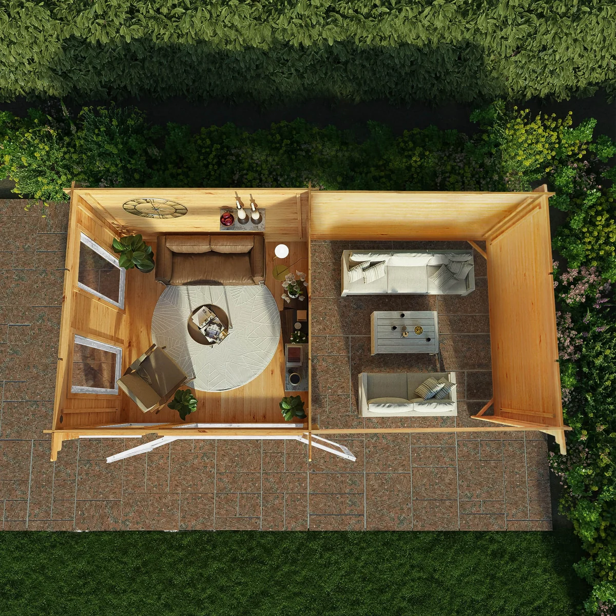 Mercia Studio 10' 11" x 19' 4" Pent Log Cabin - Premium 44mm Cladding Loglap - White UPVC - Image 2