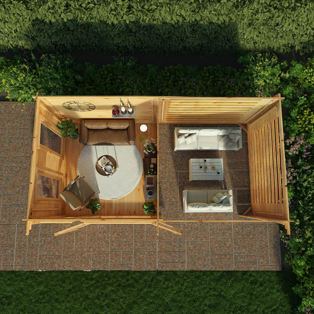 Mercia Studio 10' 11" x 19' 4" Pent Log Cabin Slatted - Premium 34mm Cladding Loglap - Image 2