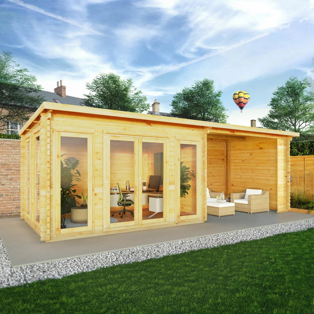 Mercia Studio 10' 11" x 22' 8" Pent Log Cabin - Premium 28mm Cladding Loglap - Image 3