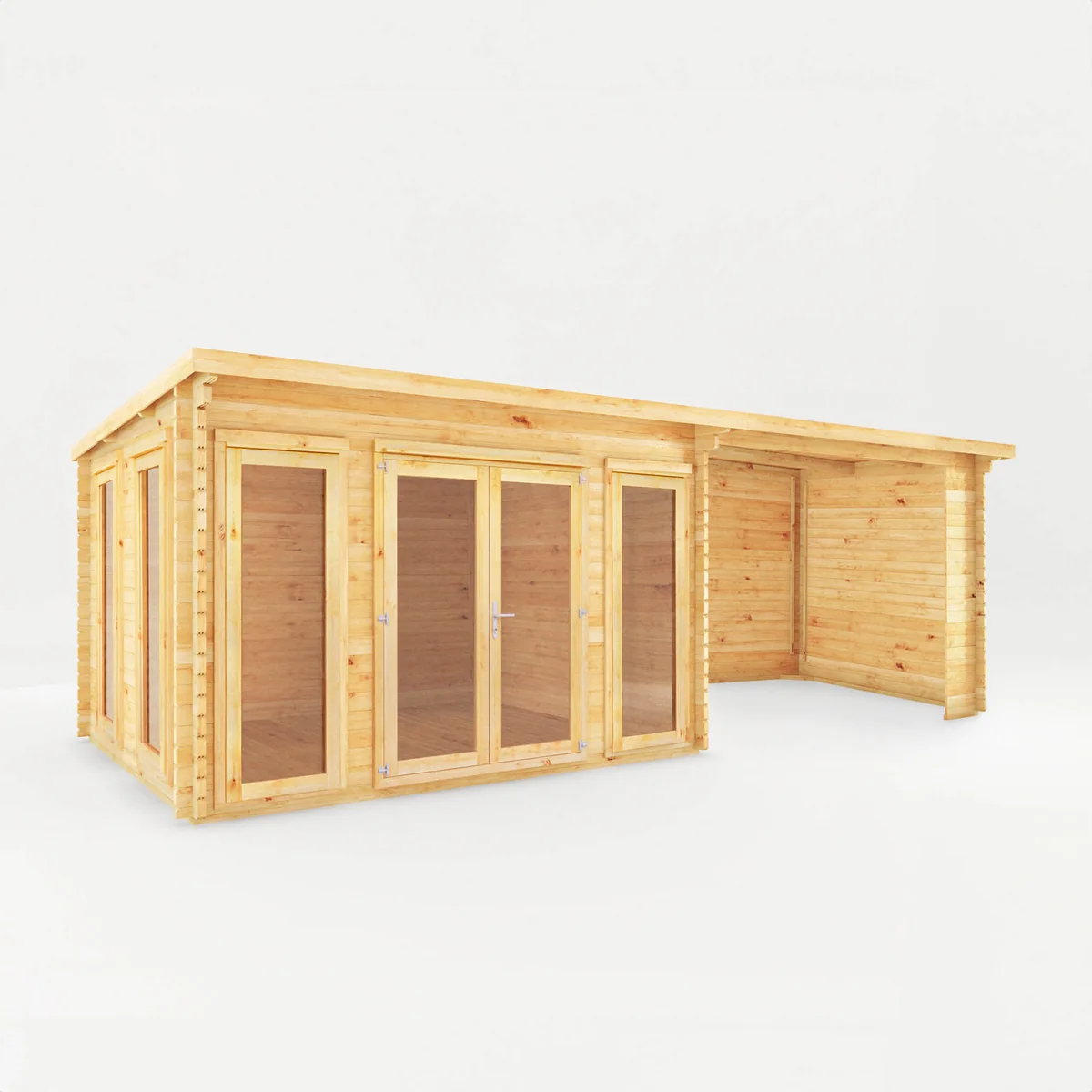 Mercia Studio 10' 11" x 22' 8" Pent Log Cabin - Premium 34mm Cladding Loglap - Image 5