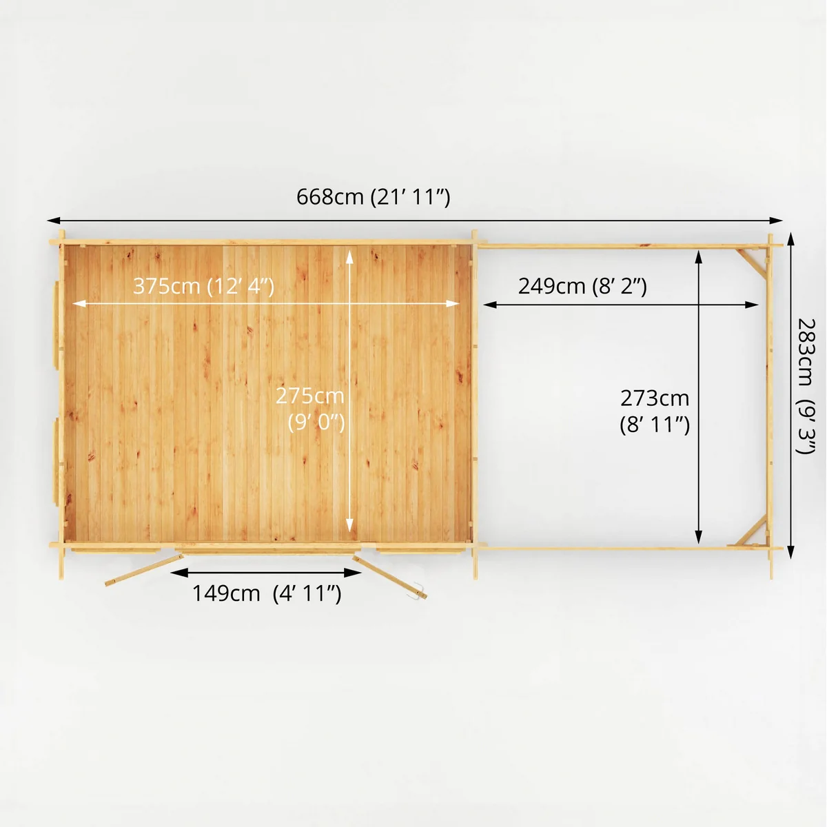 Mercia Studio 10' 11" x 22' 8" Pent Log Cabin - Premium 34mm Cladding Loglap - Image 9