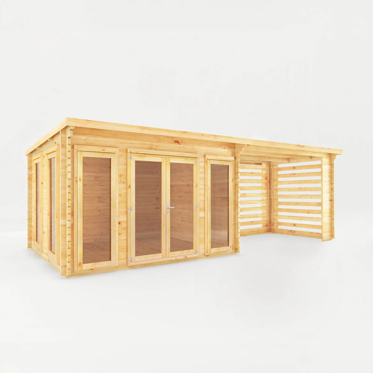 Mercia Studio 10' 11" x 22' 8" Pent Log Cabin Slatted - Premium 34mm Cladding Loglap - Image 5
