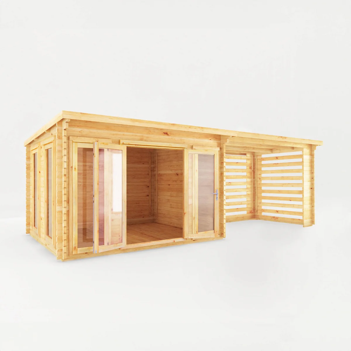 Mercia Studio 10' 11" x 22' 8" Pent Log Cabin Slatted - Premium 44mm Cladding Loglap - Image 6